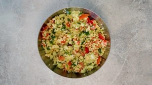 finished vegan bulgur salad