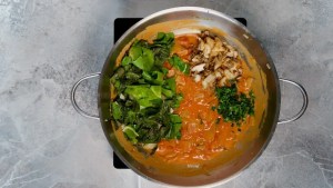chard curry in a pan