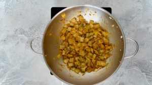 Chard with spices in a wok