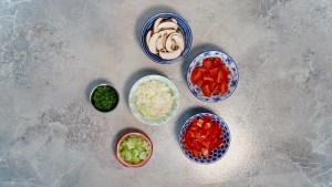 chopped ingredients for tofu scramble