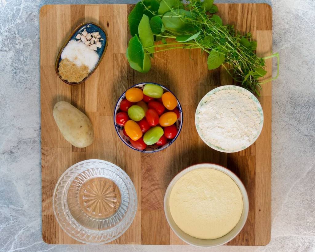 Vegane Focaccia-Zutaten