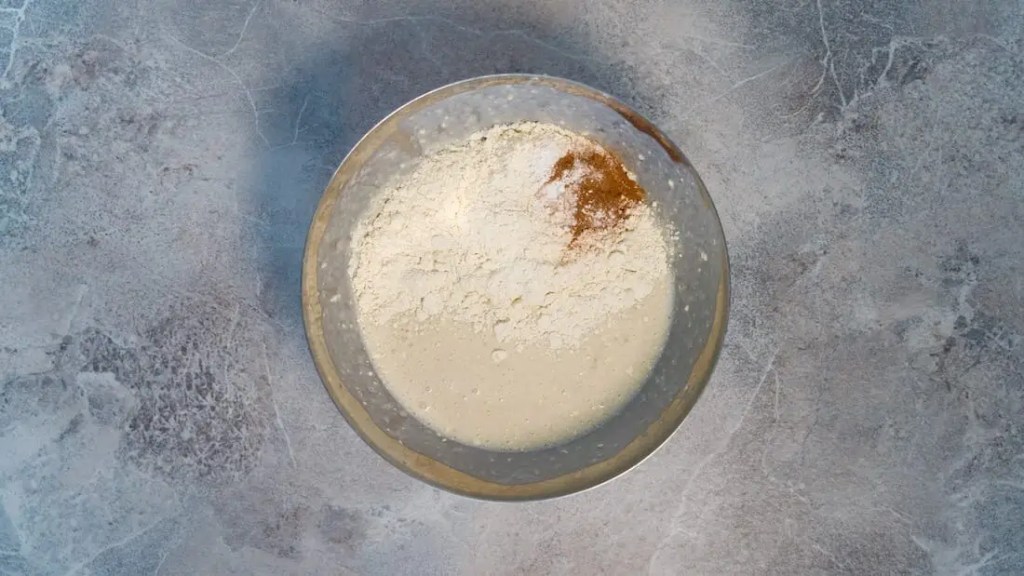 Vegan Banana Pancake mix with spices in a bowl
