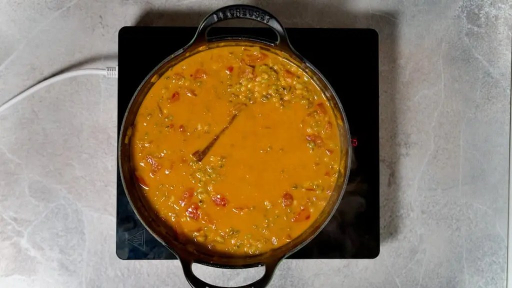 Mungbean Curry cooking on a stove