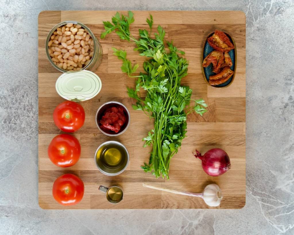 Ingredients for white bean salad