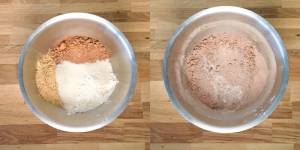 mixed up dry ingredients for Vegan Hazelnut-Speculoos Cake