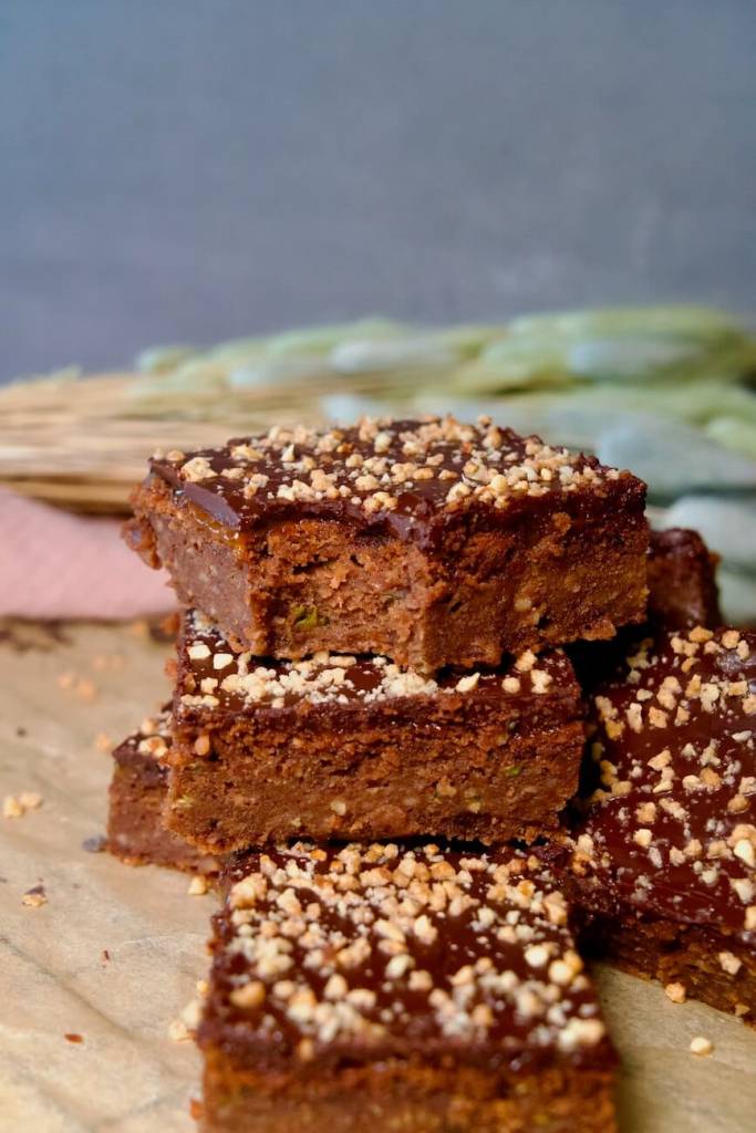 Vegane Zucchini-Brownies Nahaufnahme