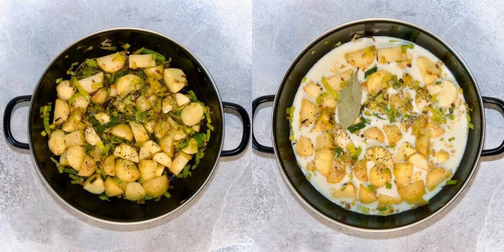 Potato leek soup with milk