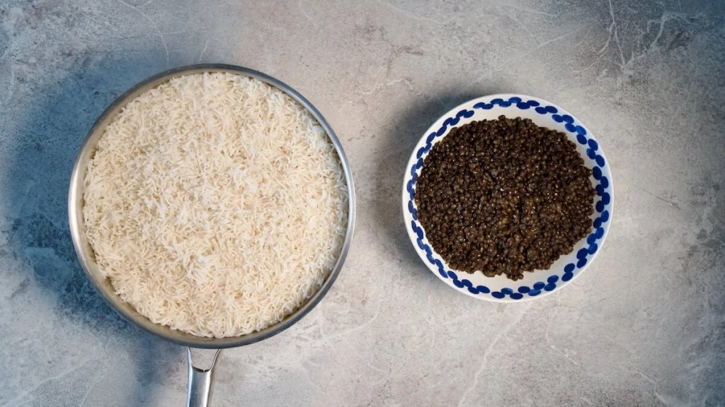 Lentil rice cooked and rinsed