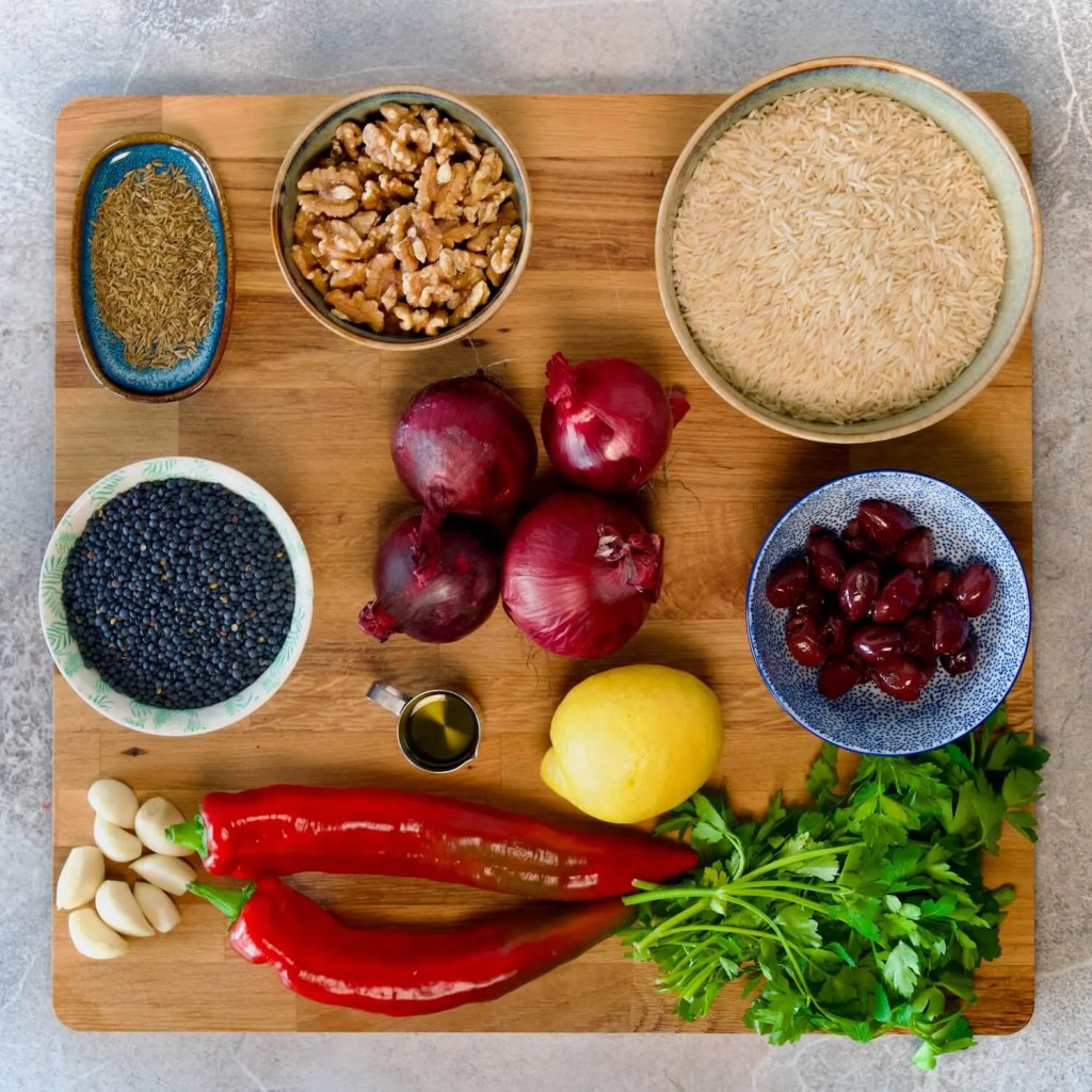 Ingredients for lentil rice