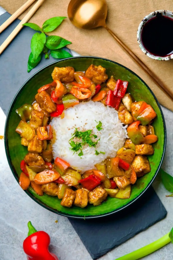Curry Tofu finished on a plate