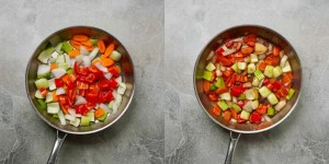 Gebratenes Gemüse für asiatische Nudeln zum Mitnehmen