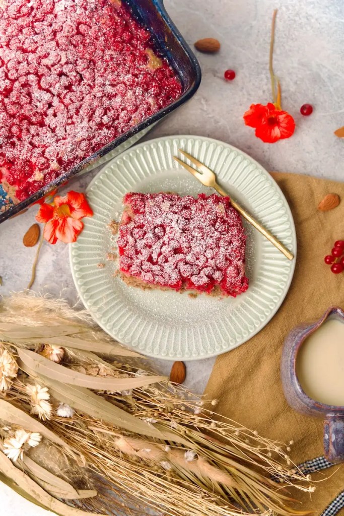 Slice of red currant cake