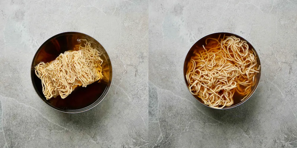 Asiatische Takeout-Nudeln eingeweicht