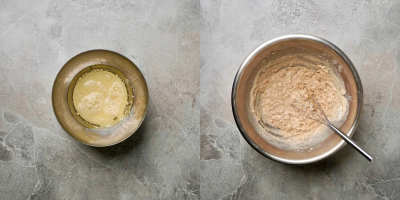 Wet ingredients for plum crumble cake