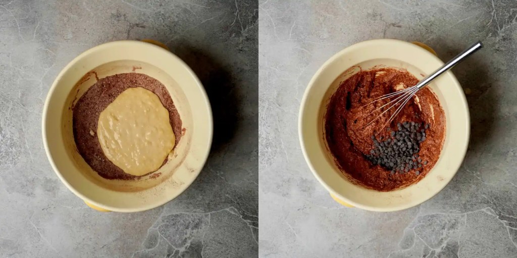 carefully folding in the chocolate chips at the end.