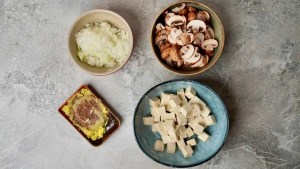 Vegan Red Curry Soup ingredients chopped