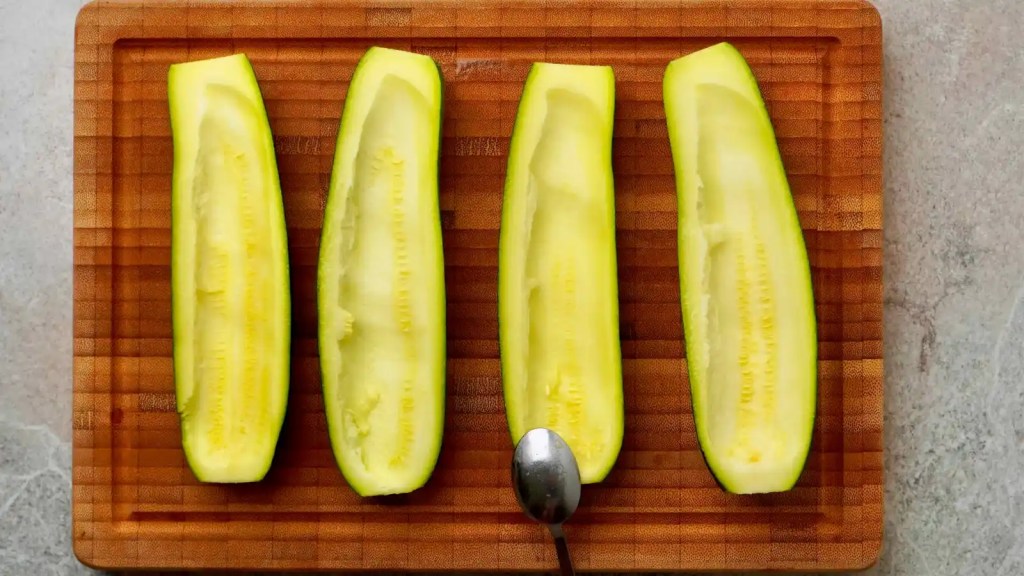 Baked Zucchini Boats hollowed out