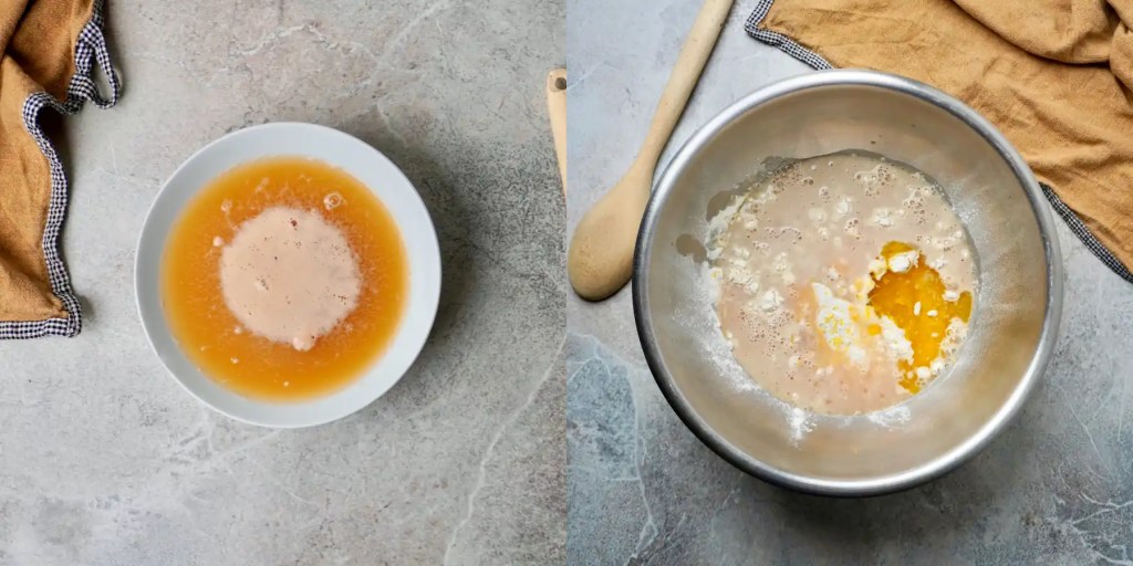 Apple focaccia dough mixed