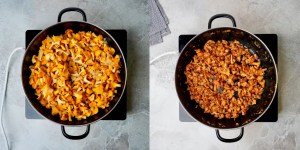 Chanterelle mushrooms fried and roasted