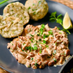 Chanterelle mushrooms served and finished