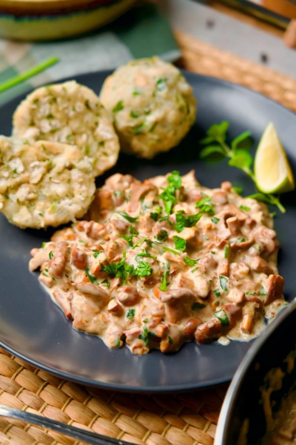 Chanterelle mushrooms served and finished