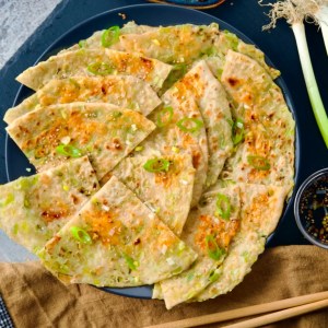 Vegan Scallion Pancakes served