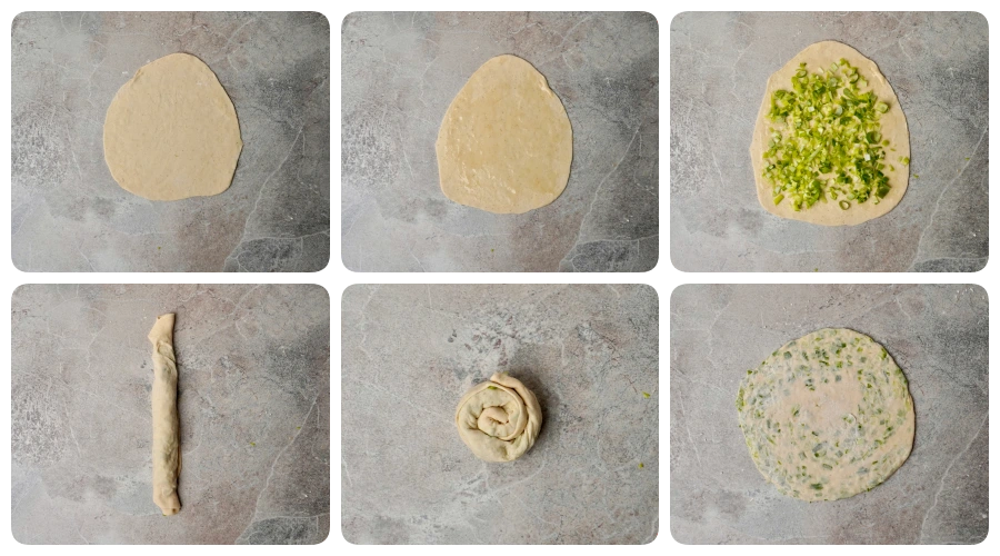 Scallion pancakes prepared