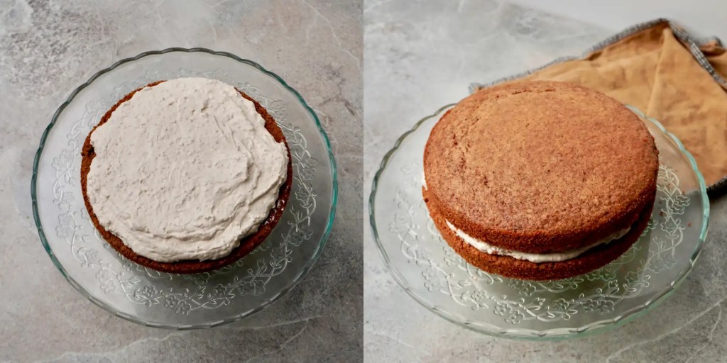 Vegan Walnut Cake assembly