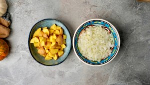 Vegan Potato Goulash ingredients chopped