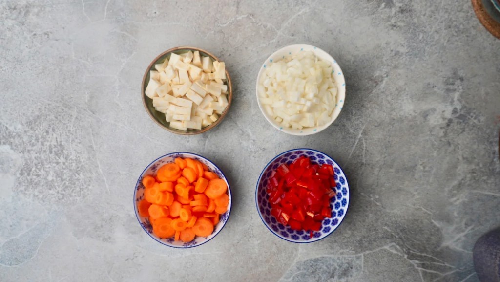Vegan Lentil Soup ingredients chopped