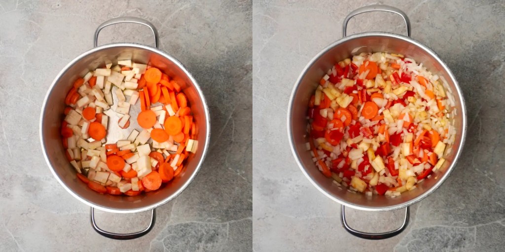 Vegan Lentil Soup ingredients roasted