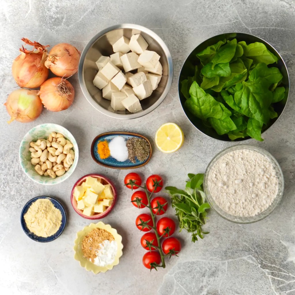 Ingredients for vegan quiche