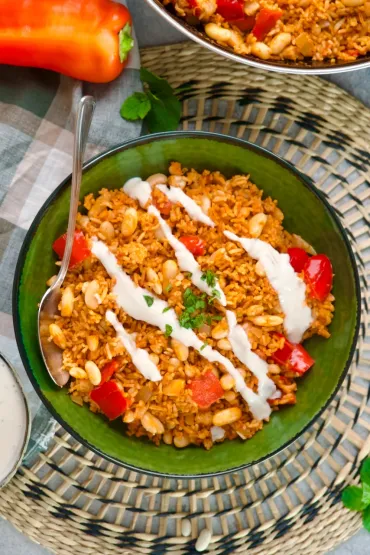 Rice and beans finished presented