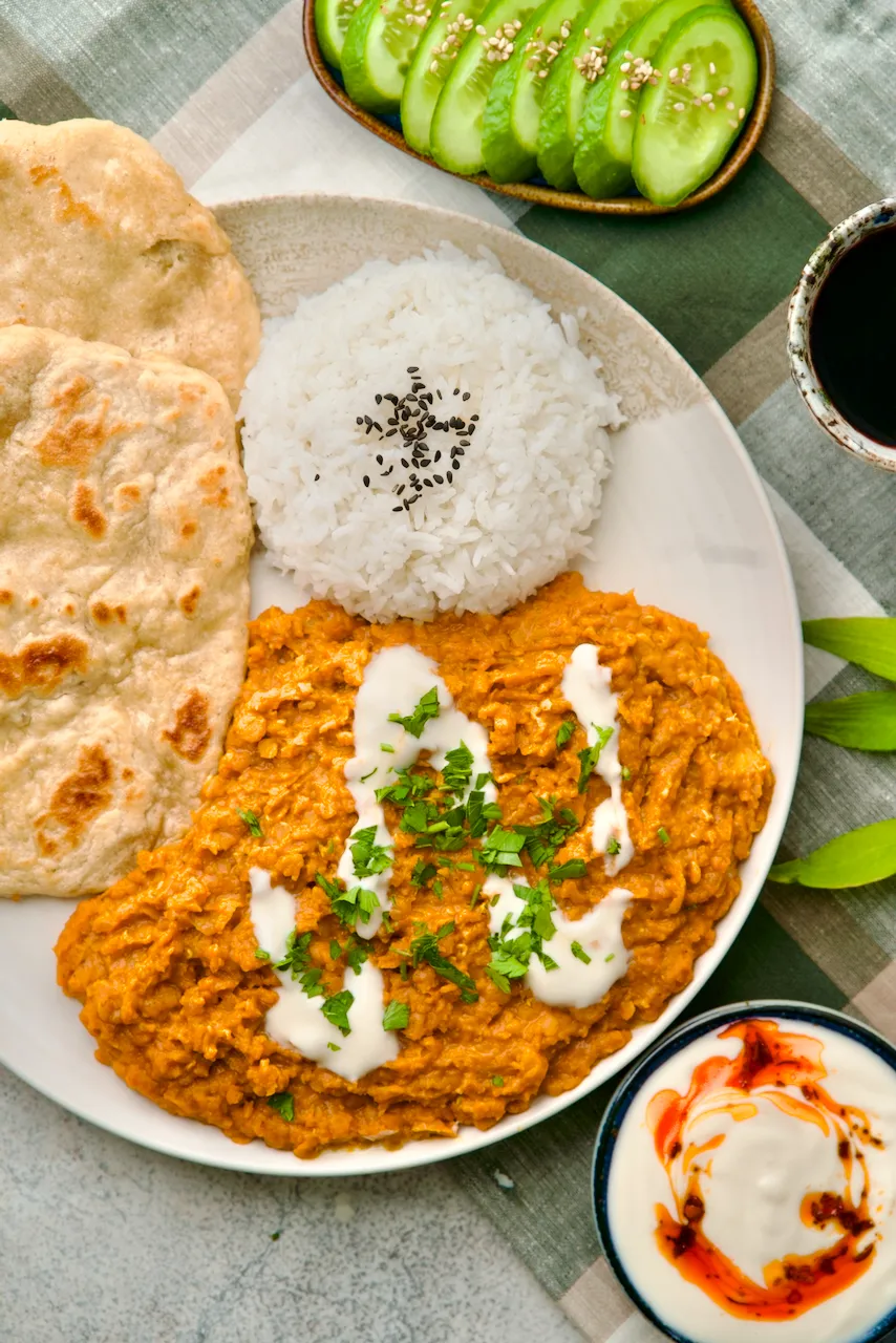 Vegan Lentil Curry finished and served