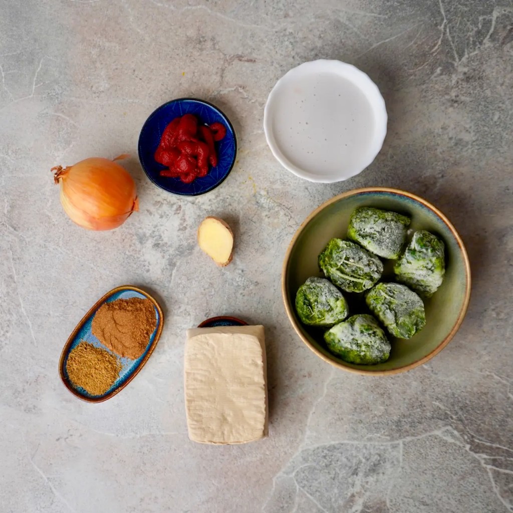 Vegan Palak Tofu Ingredients